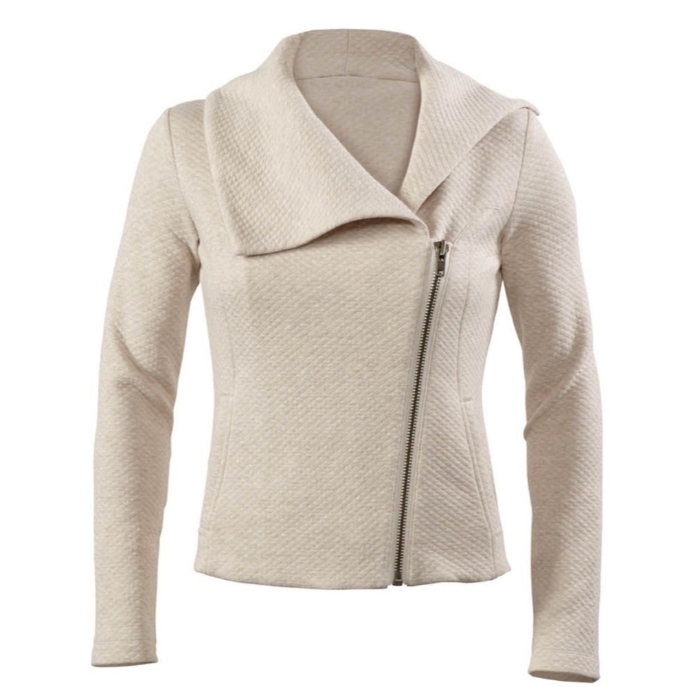 Cabi Ryder Moto Quilted Oatmeal Jacket Small